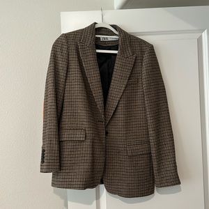 ZARA WOMAN SIZE SMALL WOOL BLEND ELBOW PATCH BLAZER